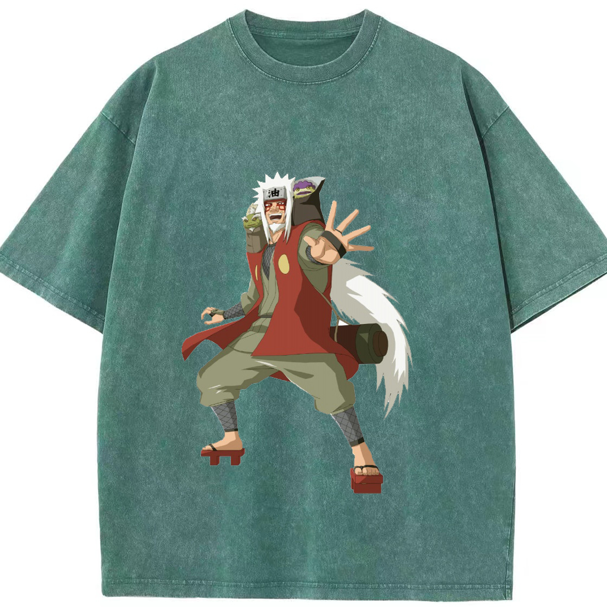 （画像用） NARUTO -ナルト- 自来也（じらいや） Jiraiya 綿100% ヴィンテージ風 半袖Tシャツ（フロントプリント）